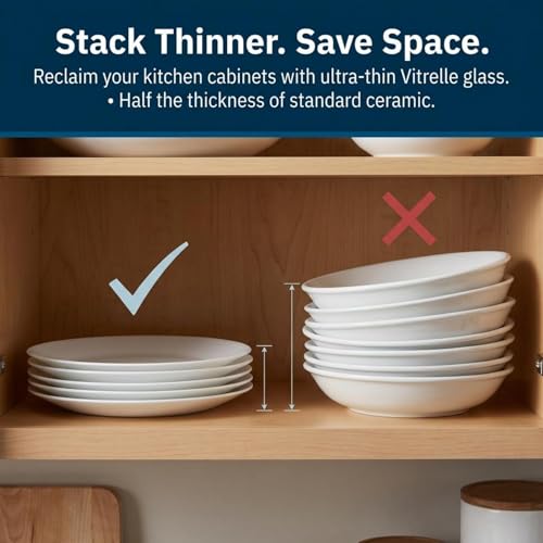 Vitrelle 6 Piece Salad Appetizer Plate Set Triple Layer Glass and Chip Resistant (6PC 6.75" Appetizer Plate)