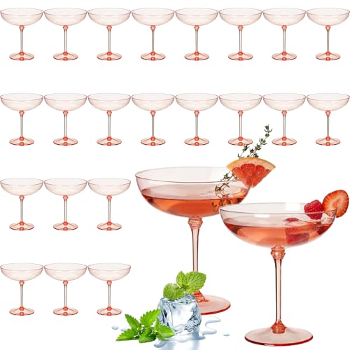 24 Pcs Plastic Coupe Glasses 9 oz Disposable Martini Glasses for Cocktails (24 Count)