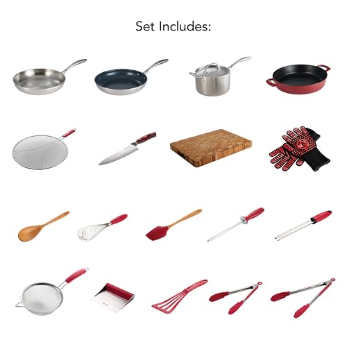 FlavCity 19 Piece Essential Cookware Set