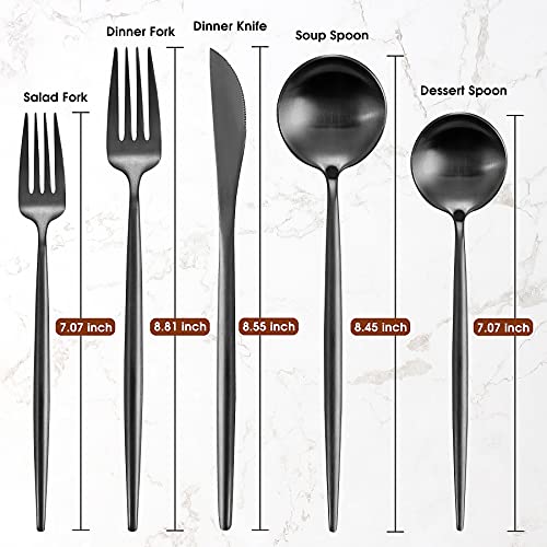 Matte Black Silverware Set for 12 (12 Count)