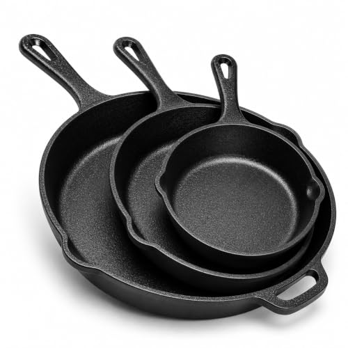 Cast Iron Skillet 3 (10"/8"/6.2" Set w/ Handle)