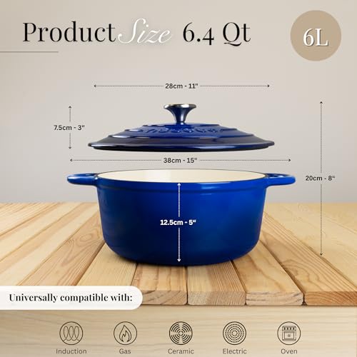 Enamelled Cast Iron Dutch Oven Pot with Lid