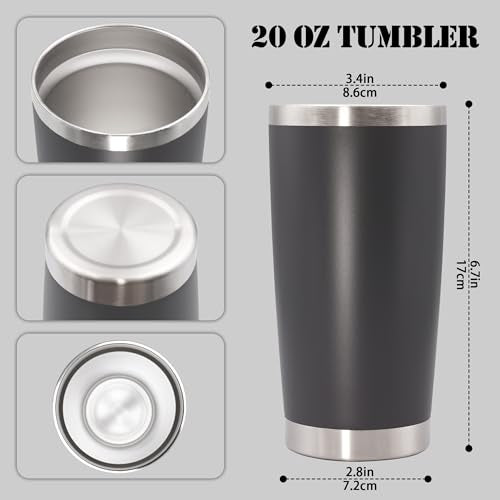 20 oz Tumbler Insulated Tumblers Stainless Steel Coffee Mug (Gray)