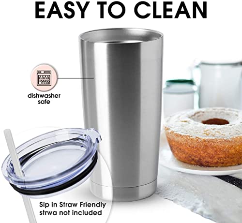 20oz Tumblers Stainless Steel Mugs with Lid Double Wall Vacuum Insulated Coffee Cups for Cold & Hot Drinks (Stainless Steel-A / 12 Count (Pack of 1))