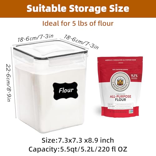 4pc 5.2L Large Airtight Plastic Canisters with Lids (4 pcs(5.2L))