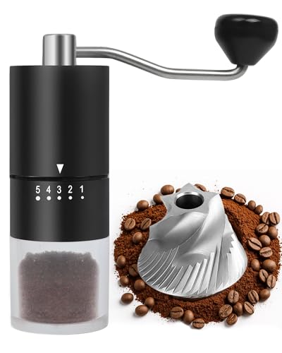 Stainless Steel Burr Manual Coffee Grinder For Drip (Stainless Steel burr-Black)