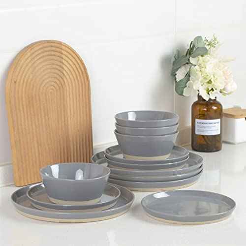 Saturn Stoneware Dinnerware Set with Pasta Bowl (16 Count)