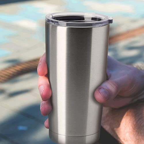 20oz Tumblers Stainless Steel Mugs with Lid Double Wall Vacuum Insulated Coffee Cups for Cold & Hot Drinks (Stainless Steel-A / 12 Count (Pack of 1))
