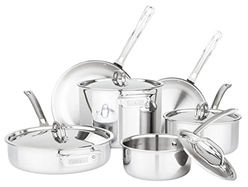Culinary 3 Ply Stainless Steel Cookware Set with Metal Lids