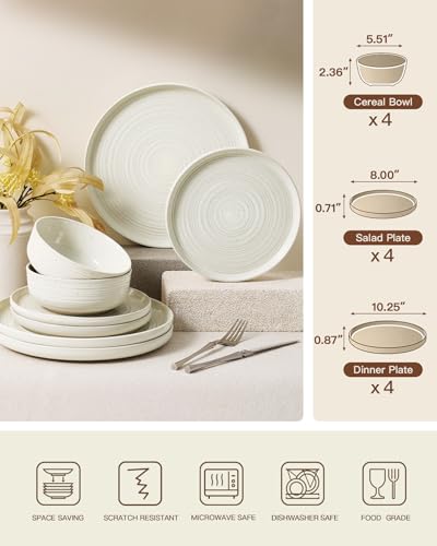 Stoneware Dinnerware Sets for 4 (Cream)