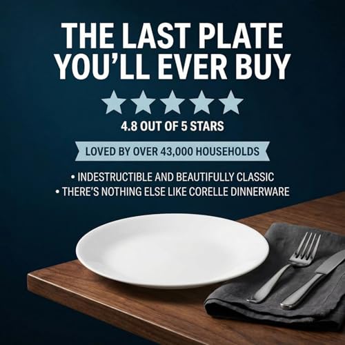 Vitrelle 6 Piece Salad Plates Set Triple Layer Glass and Chip Resistant (6PC 8.5" Salad Plates)