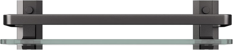 Danpoo Clear Tempered Glass Wall Shelf, Wall-Mounted Organizer for Bathroom, Kitchen(Matte Black)