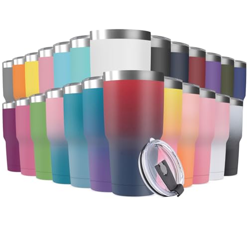 30oz Stainless Steel Travel Mug with Lid (Assorted Colors / 25 Count (Pack of 1))