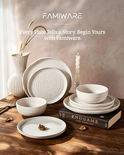 Pluto 12 Piece Stoneware Dinnerware Set (Beige White Matte / Service for 4 (Standard Dinner Set))