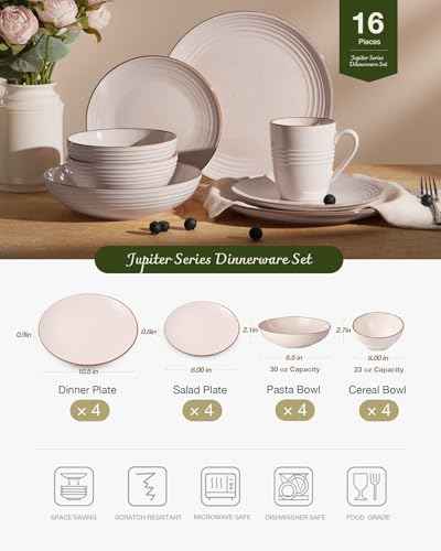 Jupiter Stoneware Dinnerware Sets with Pasta Bowls (16 Count)
