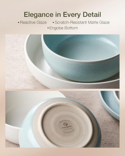 Milkyway 12 Piece Dinnerware Set (Matte Beige White & Light Blue / Service for 4 (Standard Dinner Set))