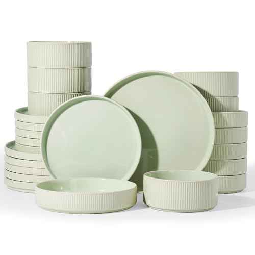 Stoneware Dinnerware Set with Pasta Bowls (24 Count)