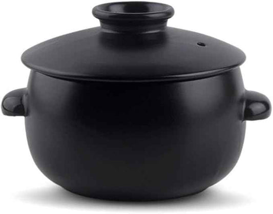 Korean Earthenware Pot Ttukbaegi, Ceramic Clay Cooking Pot Petalite Casserole, Heat Resistant Ceramic Pot, Zero-Crack Stone Bowl Stockpot Soup Cookware (Medium)