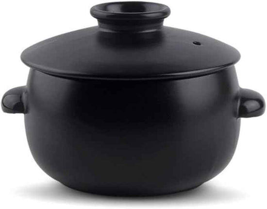Korean Earthenware Pot Ttukbaegi, Ceramic Clay Cooking Pot Petalite Casserole, Heat Resistant Ceramic Pot, Zero-Crack Stone Bowl Stockpot Soup Cookware (Medium)