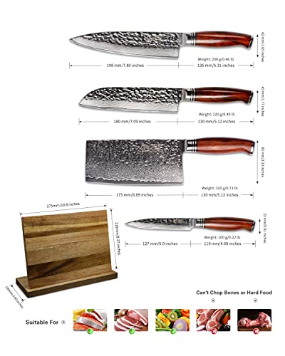 Cleaver Knife Set with Magnetic Block (5 Count)