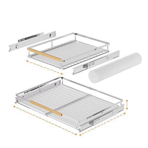 Pull Out Cabinet Organizer (M:16.1~26.4" W x 17.3" D / Chrome-2pack)