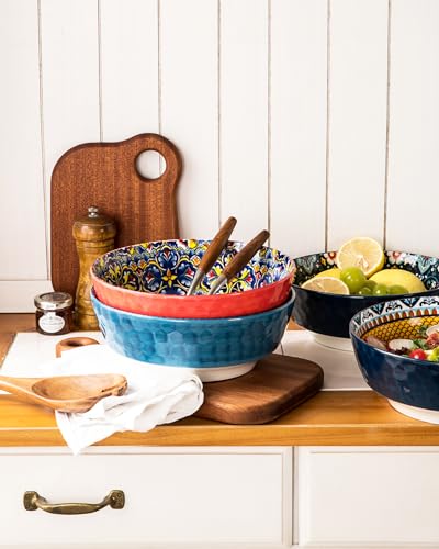 Large Salad Bowl Sets for Serving Soup (Blue / 48 Oz)
