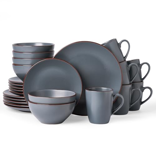 Venus Dinnerware Sets with Mugs (Charcoal / Serves 6 (24pc w/ Mug))