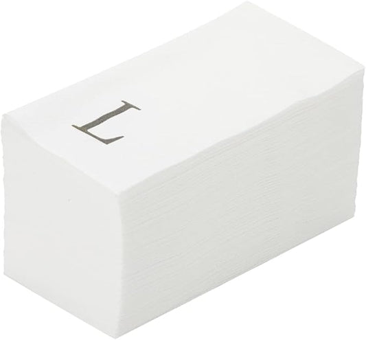 Luxenap 15.8 X 7.9 Inch Linen-Feel Guest Towels, 2000 Lettered Hand Towels - Silver Letter 'L', Sans Serif Font, White Paper Dinner Napkins, airlaid, For Restrooms And Tables - Restaurantware