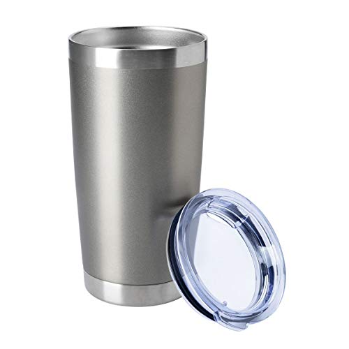 20oz Tumblers Bulk Stainless Steel Cup with Lid Double Wall Vacuum Insulated Coffee Mug for Cold & Hot Drinks 1 Pack (Grey-A / 1 Count (Pack of 1))