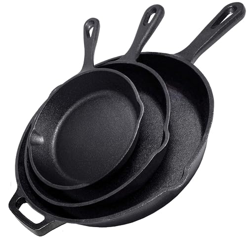 Cast Iron Skillet 3 (8”/10”/12” Skillet Set)