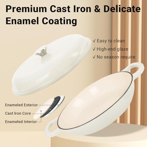 Enameled Cast Iron Dutch Oven (Cream White / 3.8 QT)