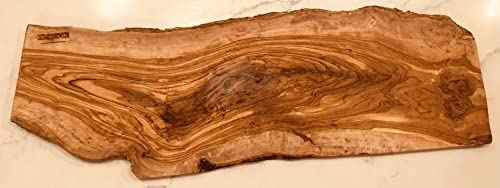 28" Rustic Handmade Olive Wood Bark Edge Charcuterie Board by Orchard Hardwoods