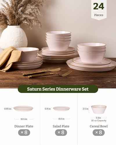 Saturn Stoneware Dishes Dinnerware Set for 8 (24 Count)