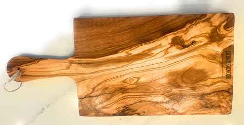 16" Handmade Olive Wood Charcuterie Board With Handle by Orchard Hardwoods