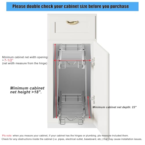 Pull Out Cabinet Organizer (Chrome / 7-1/2" W X 21-1/2" D)
