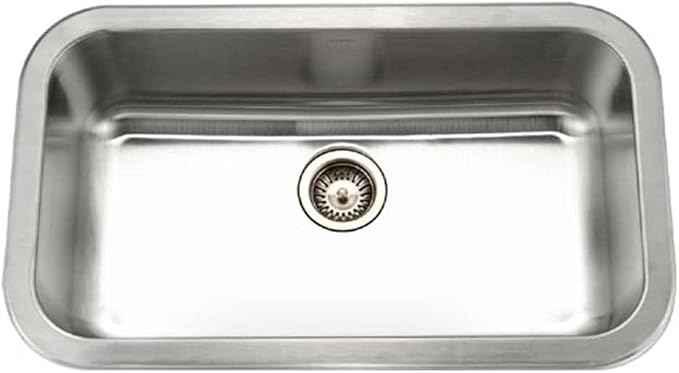 HOUZER MGS-3018-1 Medallion Gourmet Series Undermount Stainless Steel Kitchen Sink, Easy Installation, Large Single Bowl, Satin Finish, Strainer Included