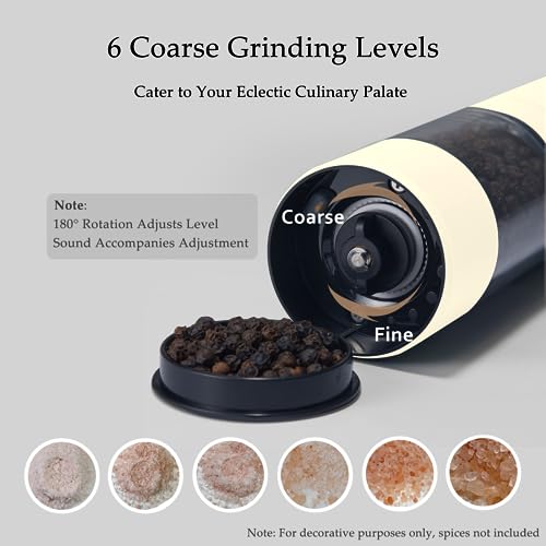 Electric Salt and Pepper Grinder Set (Greige&Buttercream)