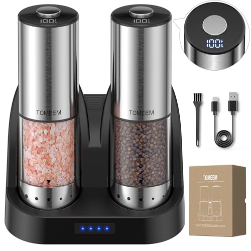 Rechargeable Electric Salt and Pepper Grinder Set (Stainless Steel Silver / Set)