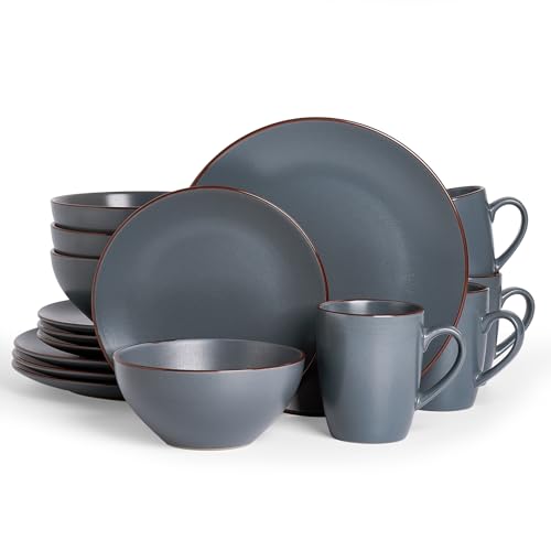 Venus Dinnerware Sets with Mugs (Charcoal / Serves 4 (16pc w/ Mug))