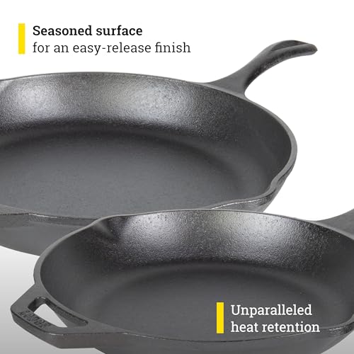 Chef Collection Cast Iron Skillet Set (10" & 12" (Pack of 2))