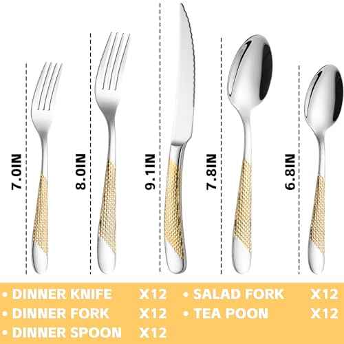 60 Piece Silverware Set Stainless Steel Flatware Sets for 12 (60 Count)