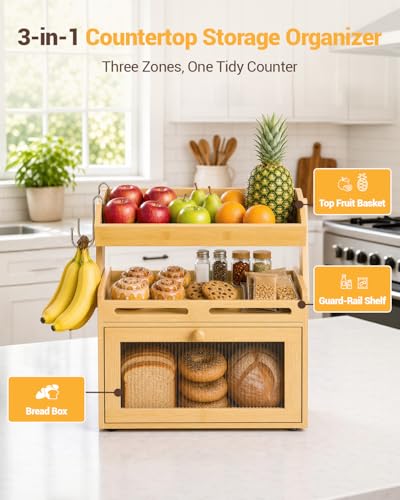 Bread Box for Kitchen Countertop (Bamboo)