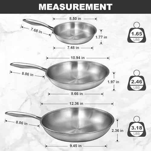 Tri Ply Stainless Steel Frying Pans Set
