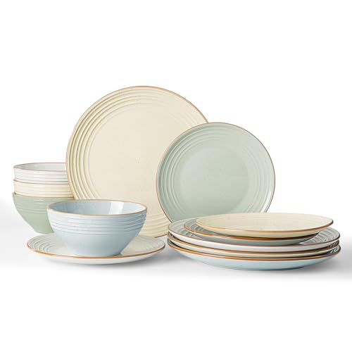 Jupiter Plates and Bowls Sets with Rim (12 Count)