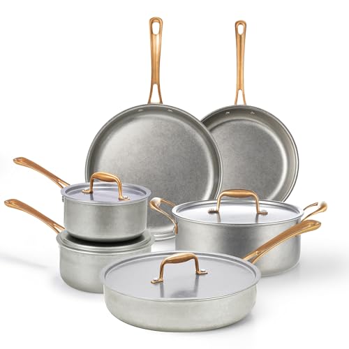 Vintage 10 Pcs Stainless Steel Pots and Pans Set Non Toxic