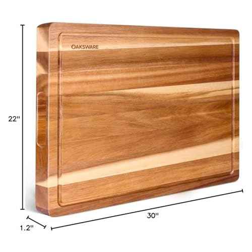 30 x 22 Inch Extra Large Acacia Wooden Cutting Board for Kitchen