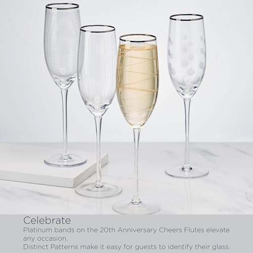 Cheers Set of 4 Platinum Rim Champagne Flutes