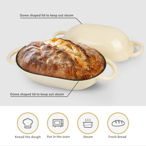 Dutch Oven for Bread Baking (Cream White / 2 QT)