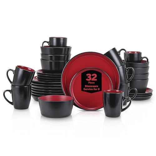 Albie Stoneware 32 Piece Modern Dinnerware Set (32 Count)