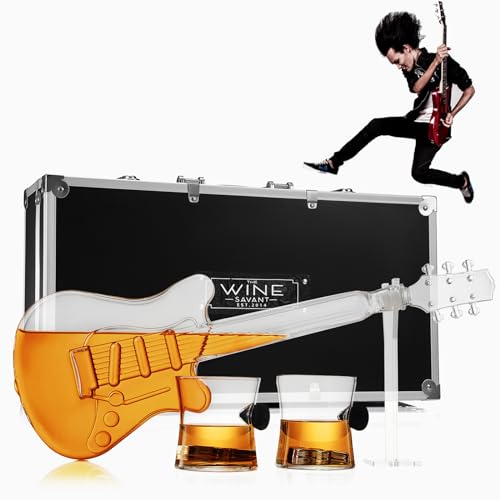 Electric Guitar Whiskey & Wine Decanter with 2 Pick Whiskey Glasses